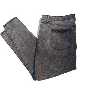 Lularoe With Love 44 black denim elastic waist comfort skinny jeans acid washed